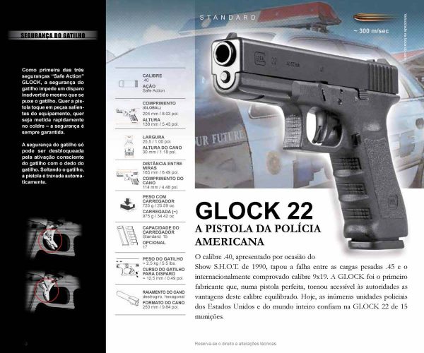Pistola Glock G22 Gen 5- Calibre .40 ACP 15+1 Oxidada - Imagem 4